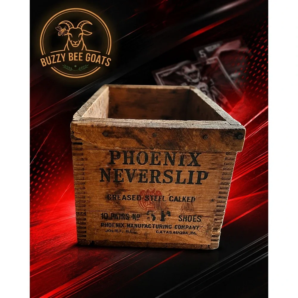 VINTAGE PHOENIX NEVERSLIP WOOD CRATE ADVERTISING BOX CALKED SHOES BROOKLYN NY